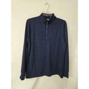 Chaps Golf Mens Navy Blue Space Dye Quarter Zip Pullover Sweater Large Active